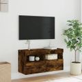 vidaXL TV nástenná skrinka s LED svetlami dymový dub 80x30x40 cm