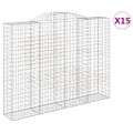 vidaXL Oblúkové gabionové koše 15 ks 300x50x220/240 cm pozinkované železo