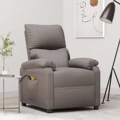 vidaXL Elektrické masážne kreslo sivohnedé látkové