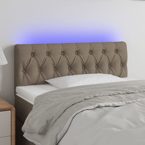 vidaXL Čelo postele s LED sivohnedé 100x7x78/88 cm látka