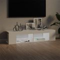 vidaXL TV skrinka s LED svetlami lesklá biela 135x39x30 cm