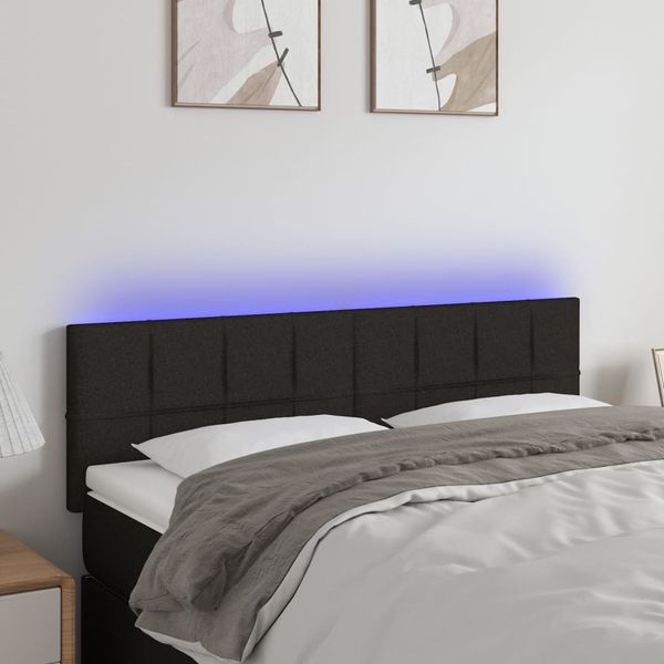 vidaXL Čelo postele s LED čierne 144x5x78/88 cm látka