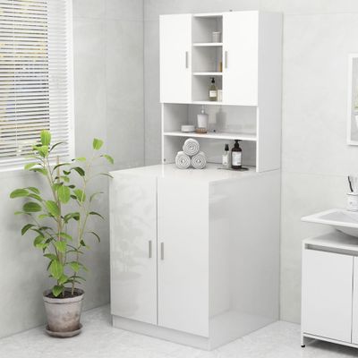 vidaXL Skrinka na práčku lesklá biela 70,5x25,5x90 cm