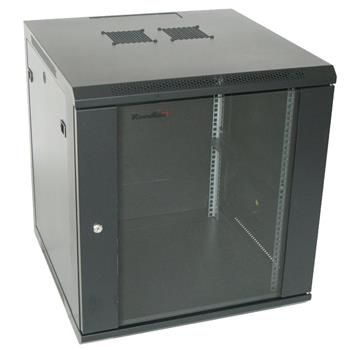 XtendLan 18U/600x600, na zeď, jednodílný, rozložený, skleněné dveře Rozvadec, 19", na stenu, jednodílný, výška 18U, 600 x 600, sklenené dvere, kourové sklo, rozložený, nosnost 60kg, cerný