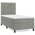 vidaXL Posteľný rám boxsping s matracom bledosivý 100x200 cm zamat
