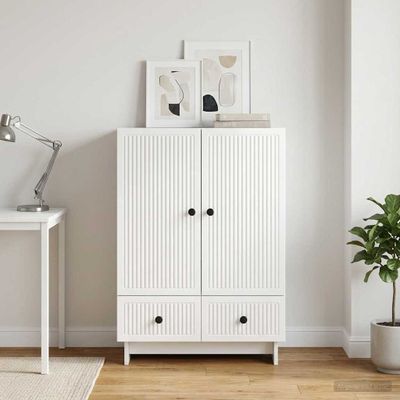 vidaXL Servírovacia skriňa Vysoký Lesklý Biely 66 x 34,5 x 95 cm