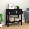 vidaXL Konzolový stolík čierny 75x35x75 cm masívne borovicové drevo