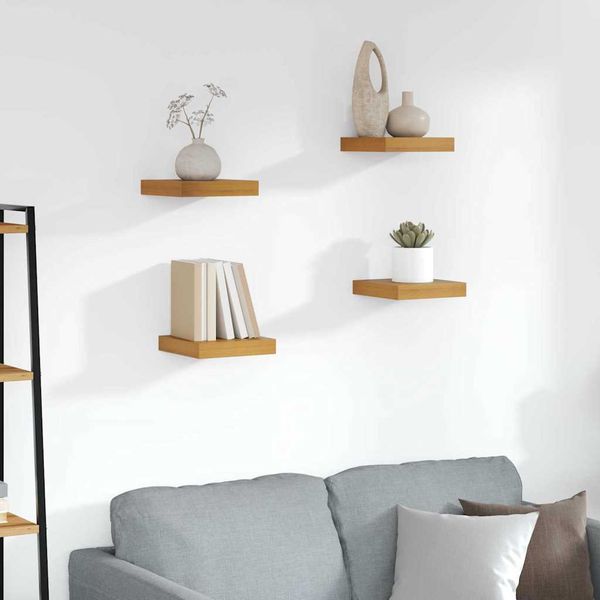 vidaXL Stenná polica 4 pcs Hnedá 23 x 23,5 x 4 cm Kompozitné drevo