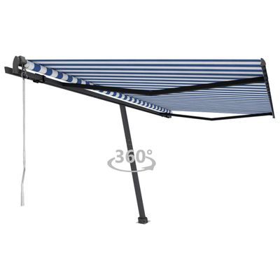vidaXL Samostatne stojaca automatická markíza 450x350 cm modro-biela