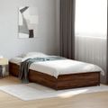vidaXL Posteľný rám hnedý dub 90x200 cm kompozitné drevo a kov