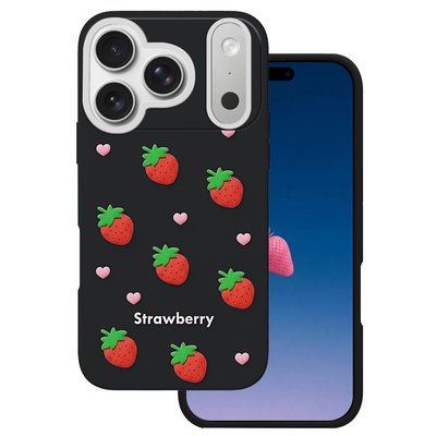 Obal na jahodu pre iPhone 17 Pro 6,3" / 18 Pro 6,3" čierna