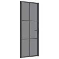 vidaXL Vnútorné dvere 76x201,5 cm čierne ESG sklo a hliník