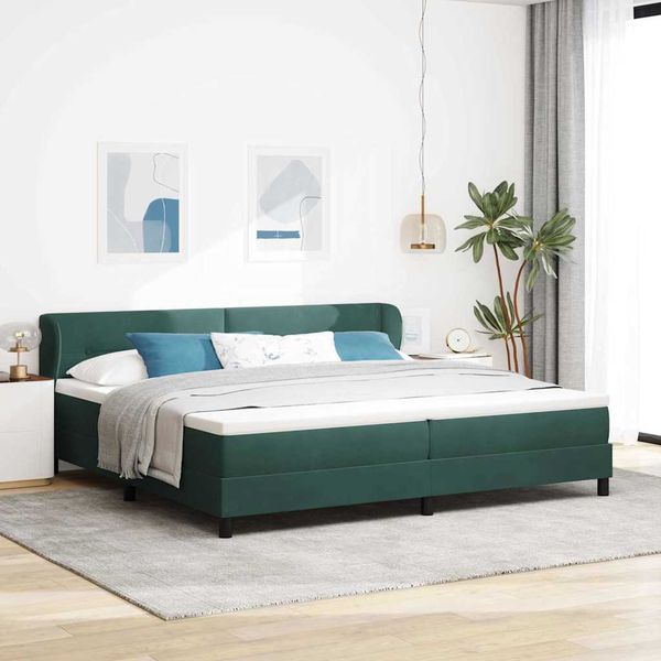 vidaXL Posteľ s pružinovým rámom Tmavozelená 200 x 200 cm Zamat