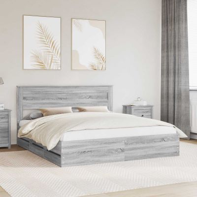 vidaXL Rám postele Sivý Sonoma 180 x 200 cm Inžinierske drevo