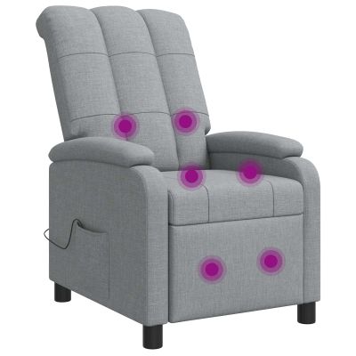 vidaXL Masážne relaxačné kreslo Svetlosivá Látka