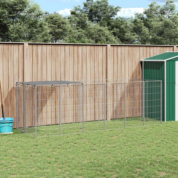 vidaXL Koterec pre psa strieborný 330x110x110 cm oceľ