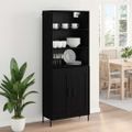 vidaXL Highboard Čierny dub 69,5 x 34 x 180 cm Kompozitné drevo