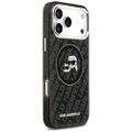 Karl Lagerfeld puzdro Magsafe IML trblietavé puzdro s kovovým rámom fotoaparátu a tlačidlami s hlavami Karla a Choupette na opakovanom logu KL pre iPhone 17 Pro Max čierne
