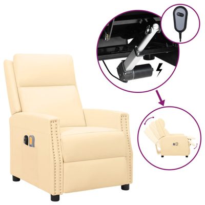 vidaXL Elektrické masážne kreslo krémové umelá koža