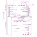 vidaXL Toaletný stolík so zrkadlom dymový dub 96x39x142 cm