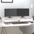 vidaXL Stojan na monitor biely 100x27x15 cm masívna borovica
