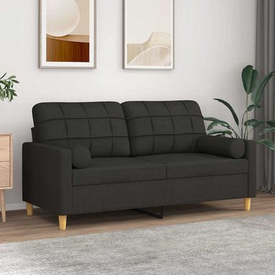 vidaXL 2-miestna pohovka s vankúšmi čierna 140 cm látka