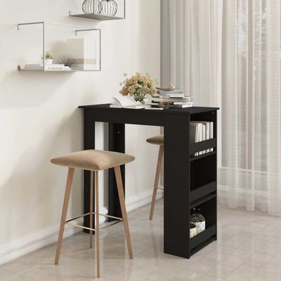 vidaXL Barový stôl+regál, čierny 102x50x103,5 cm, kompozitné drevo