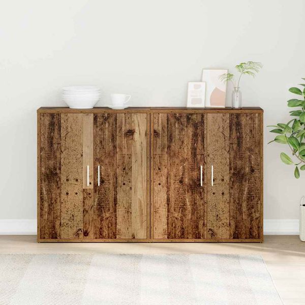 vidaXL Servírovacia skriňa 2 pcs Staré drevo 60 x 31 x 70 cm