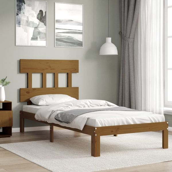 vidaXL Rám postele s čelom medovohnedý 100x200 cm masívne drevo