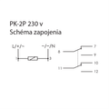 Relé elektromagnetické F&F PK-2P/230, 2× NO/NC, 230V, 2x 8A, na DIN lištu