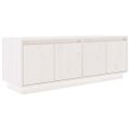 vidaXL TV skrinka biela 110x34x40 cm masívna borovica