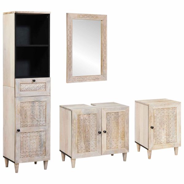 vidaXL Sada kúpeľňového nábytku Nástenný 4 pcs Biela Kompozitné drevo