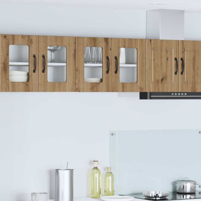 vidaXL Nástenný sklenený kabinet PORTO 2 pcs Remeselný dub