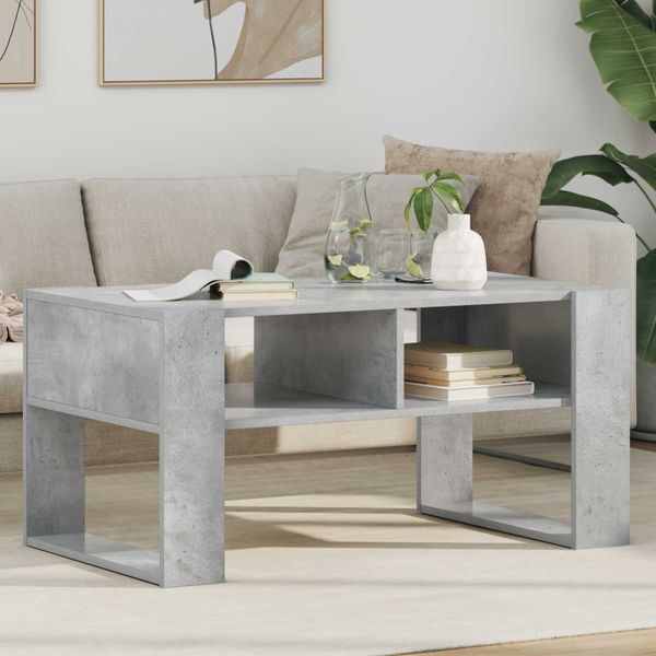 vidaXL Konferenčný stolík s úložiskom Betónová šedá 92 x 53 x 45 cm