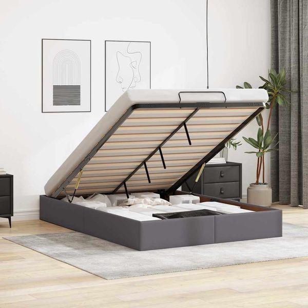 vidaXL Osmanský rám postele bez matraca sivá 140x190 cm umelá koža