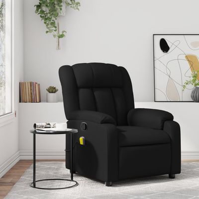 vidaXL Masážne kreslo s polohovacím mechanizmom, čierne, umelá koža