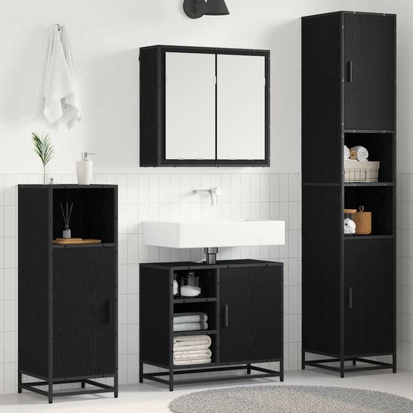 vidaXL Sada kúpeľňového nábytku 4 pcs Čierny dub Kompozitné drevo