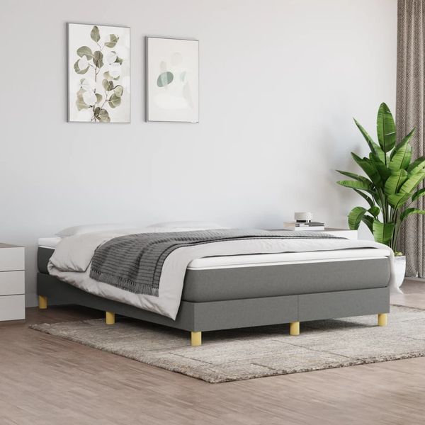 vidaXL Posteľný rám s boxspringom tmavosivý 140x190 cm látka