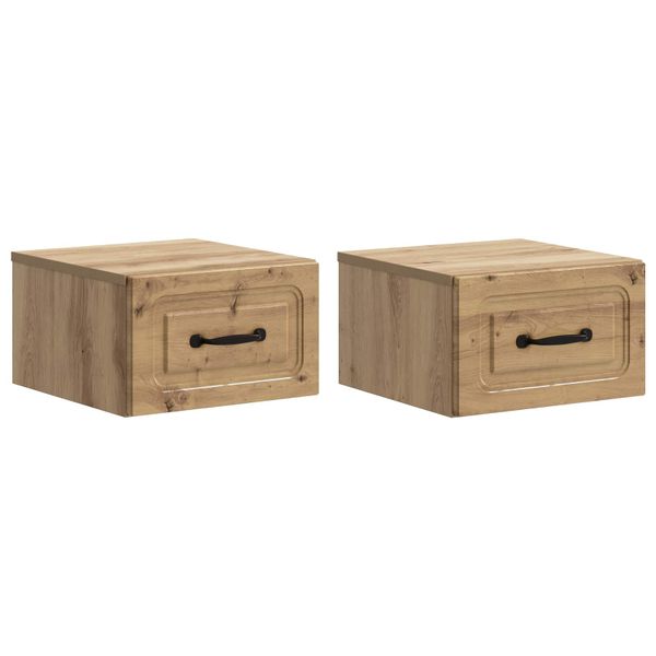 vidaXL Nástenná nočná skrinka 2 pcs Dub artisan 34,5 x 33 x 20 cm