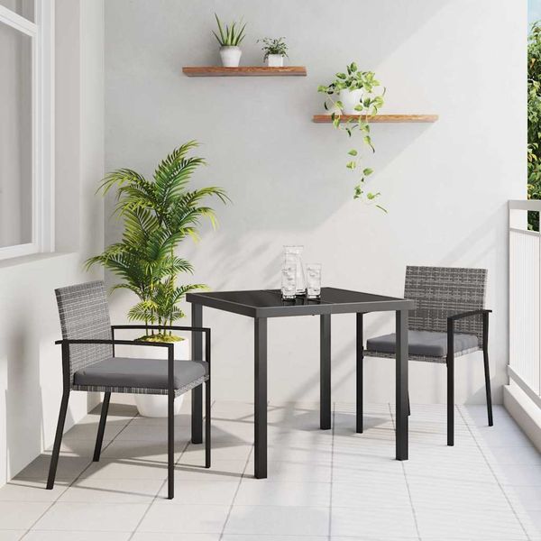 vidaXL Záhradný jedálenský set 3 pcs Sivá