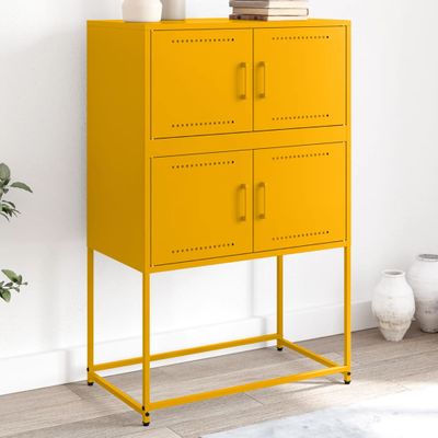 vidaXL Komoda horčicovožltá 68,5x38,5x107 cm oceľ