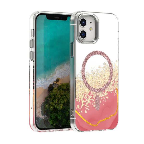 Epoxy Mag púzdro pre iPhone 12 / 12 Pro 6,1" ružové