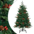 vidaXL Umelý výklopný vianočný stromček so šiškami a bobuľami 120 cm