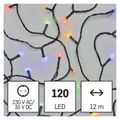LED vianočný reťazec, 12 m, vonkajší aj vnútorný, multikolóry, časovač