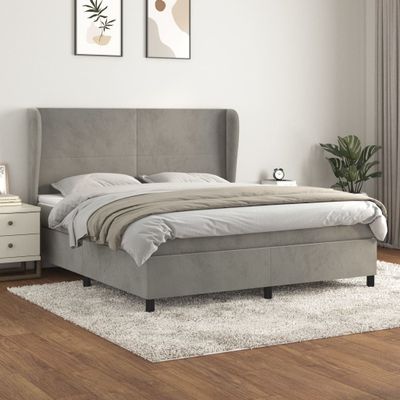 vidaXL Posteľný rám boxsping s matracom bledosivý 160x200 cm zamat