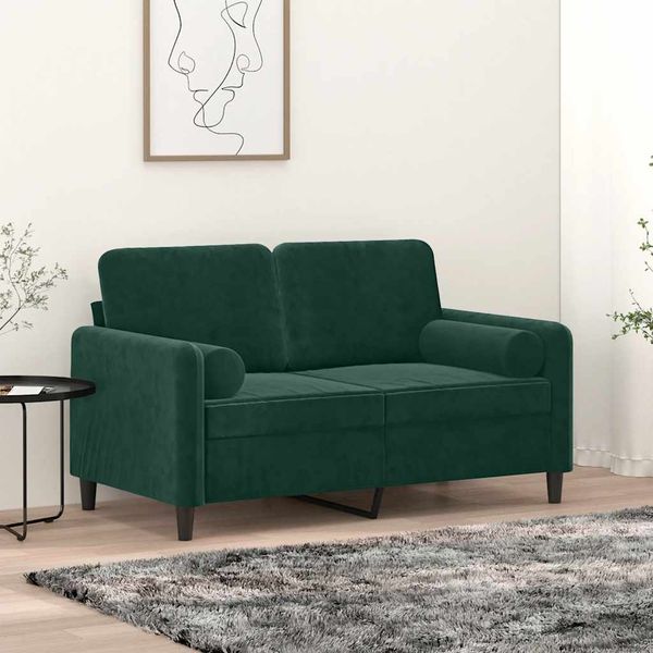 vidaXL Dekoratívne vankúše 2 ks tmavozelené Ø15x50 cm zamat