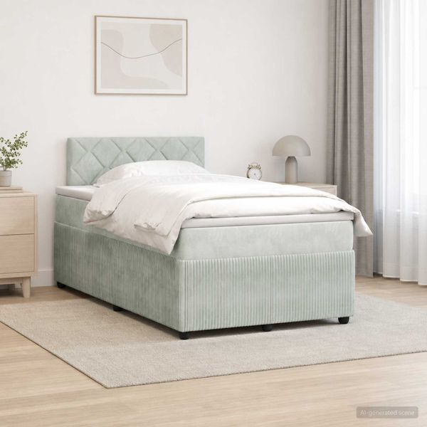 vidaXL Posteľ boxspring s matracom Svetlosivá 120 x 200 cm Zamat