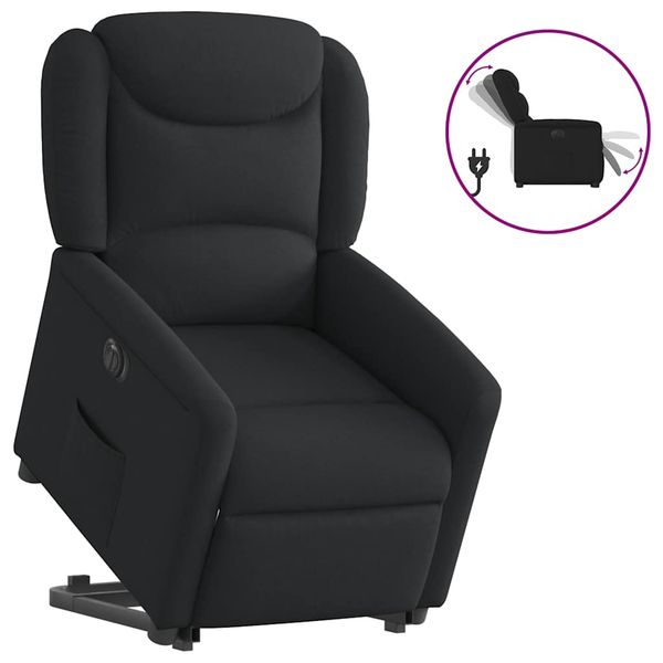 vidaXL Elektrické zdvíhacie sklápacie kreslo čierne látka