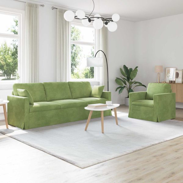 vidaXL Sada pohoviek 2 pcs Svetlo zelená 228 x 78 x 80 cm Zamat