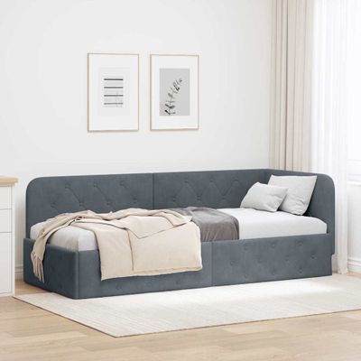 vidaXL Rohový rám postele Tmavo šedá 80 x 200 cm Zamat